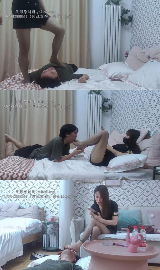 【清雅女王】灰丝脚深喉夹舌头脚耳光虐家奴