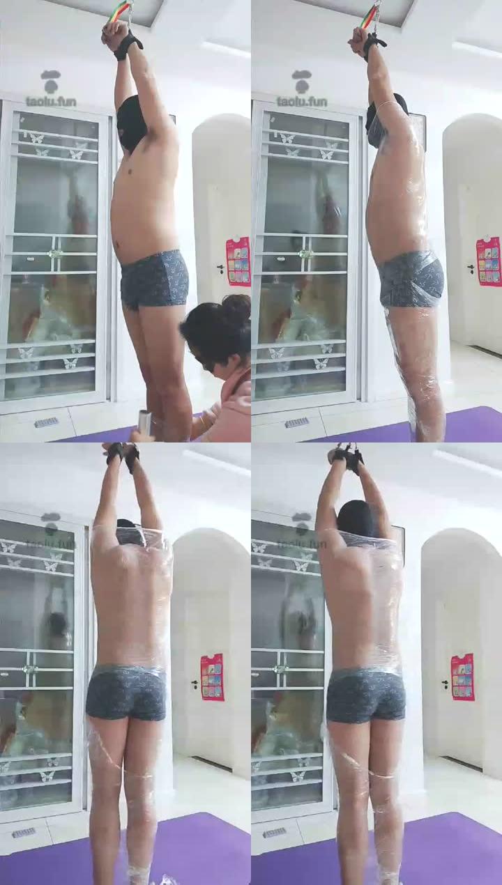 【我的老婆是女王】保鲜膜，捆绑，鞭打，吊站一小时