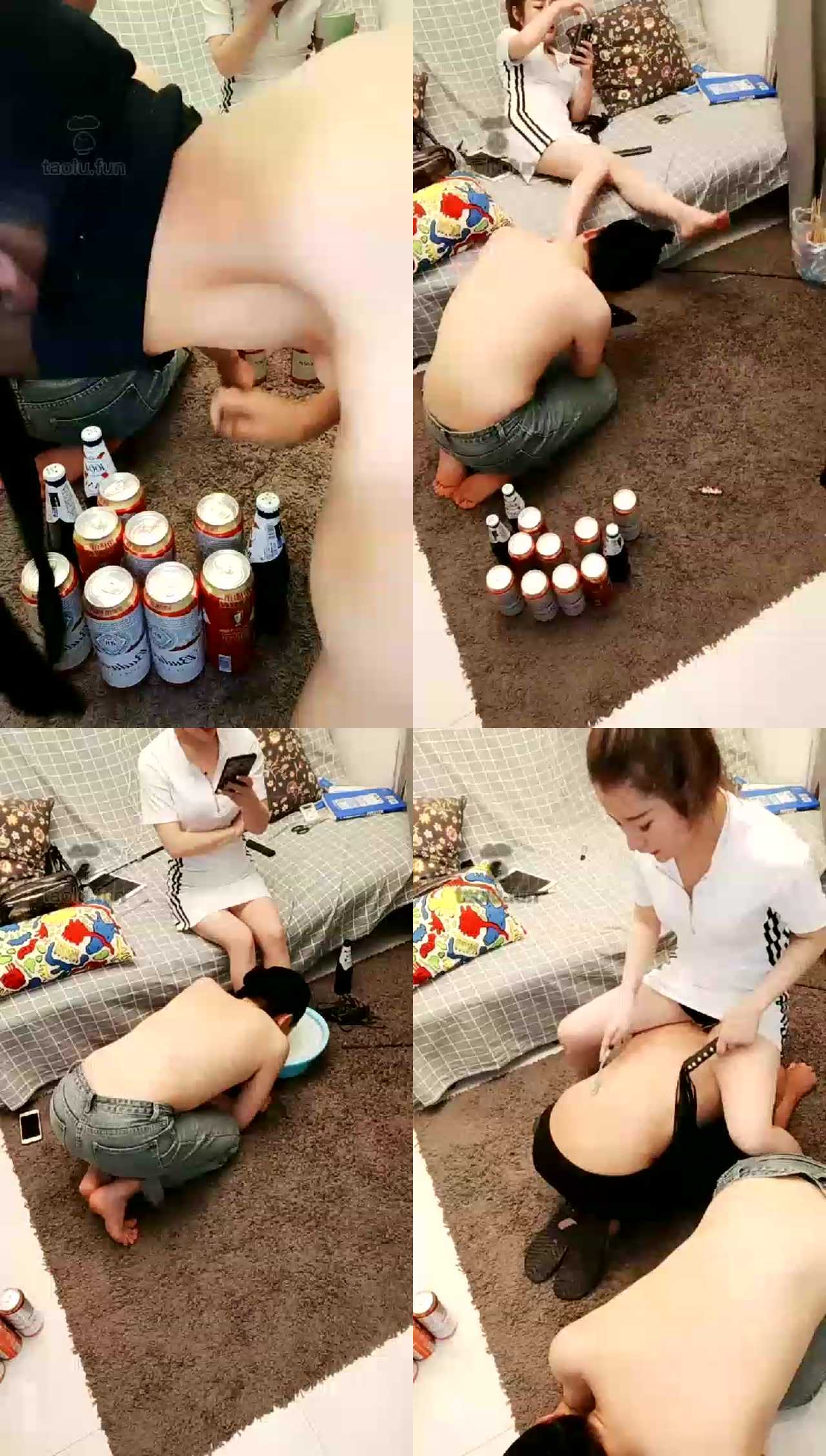 【不甜queen】和狗喝酒带调教双奴（聊天部分已剪去）