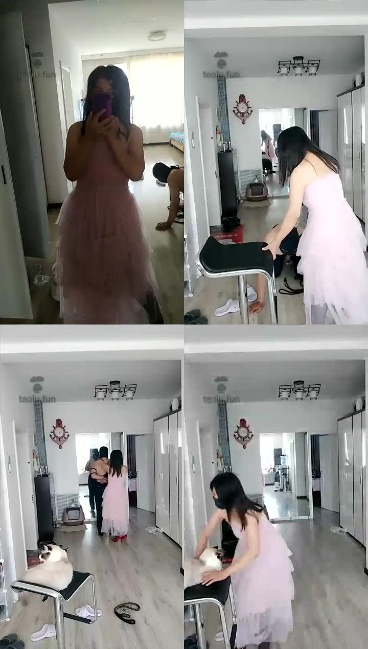 【月亮Princess】贱狗来了捆绑耳光，粉群红高