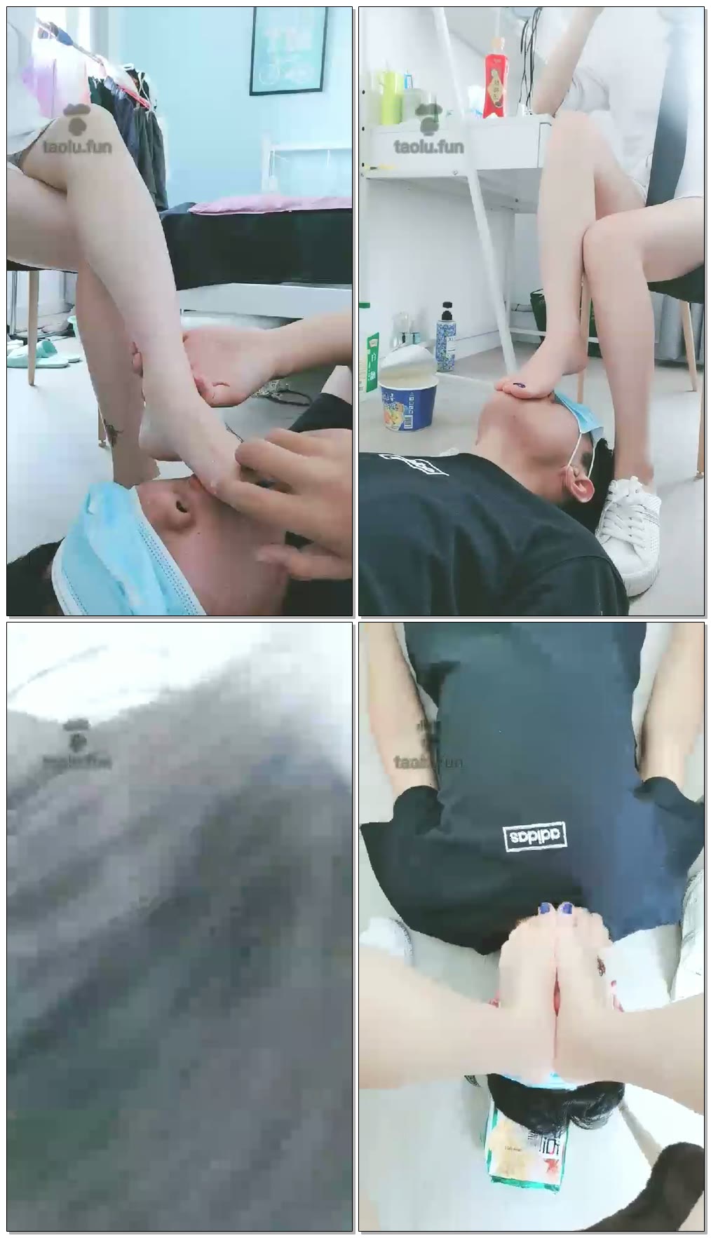 【翳女王】调教学生狗圣水泡面玉足喂食