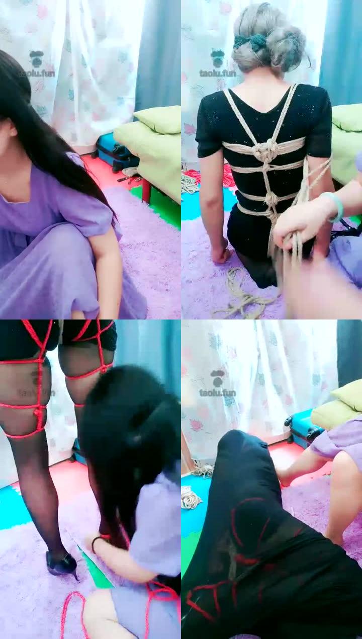 【盈盈S】捆绑丝带缚，强制舔脚
