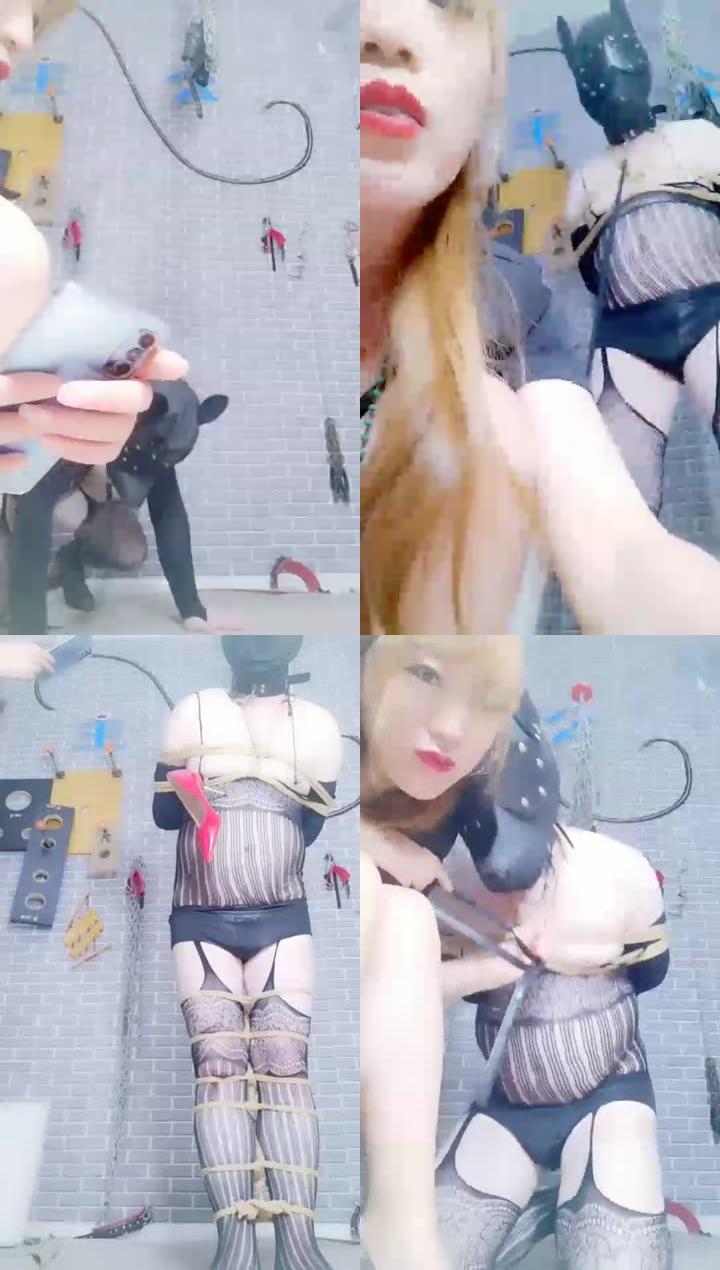 【傲娇小主】捆绑强制，乳头挂高跟