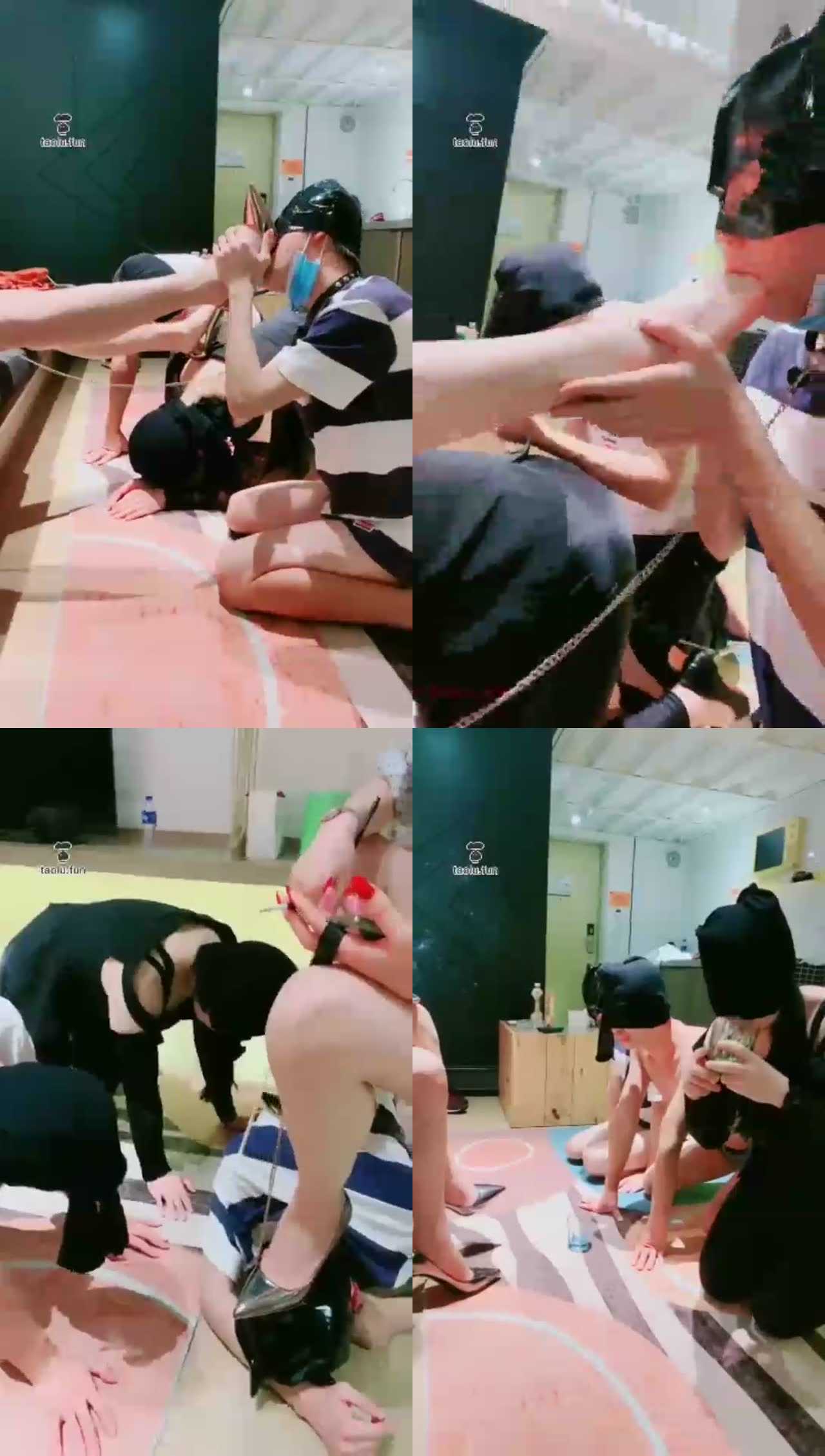 【丹丹S】三奴伺候，女奴伺候胯下，双男奴舔双脚，三奴轮流钻胯