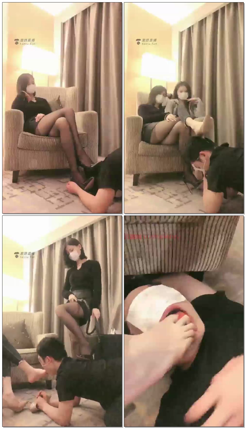【桃子大大】女实习生调戏老板，卑微跪下舔鞋舔脚
