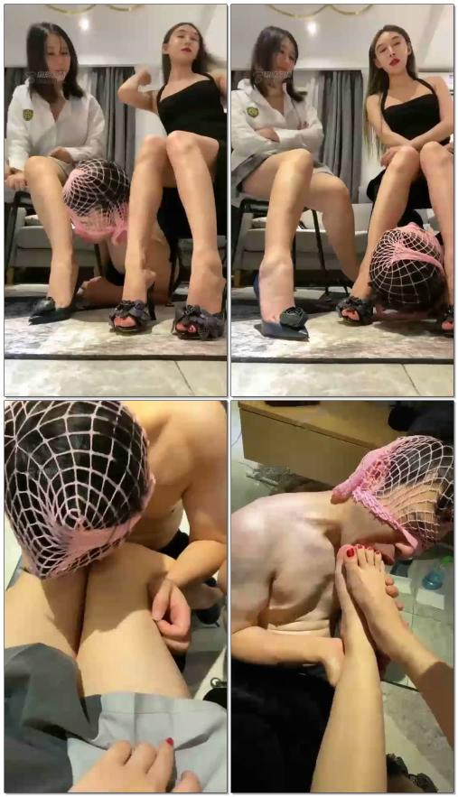 【芭比S&伊茜S】恋腿专场，双s腿缝内侧双足深喉