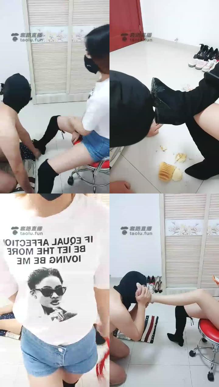 【奈奈s】重度耳光废物狗，高靴踩踏喂食