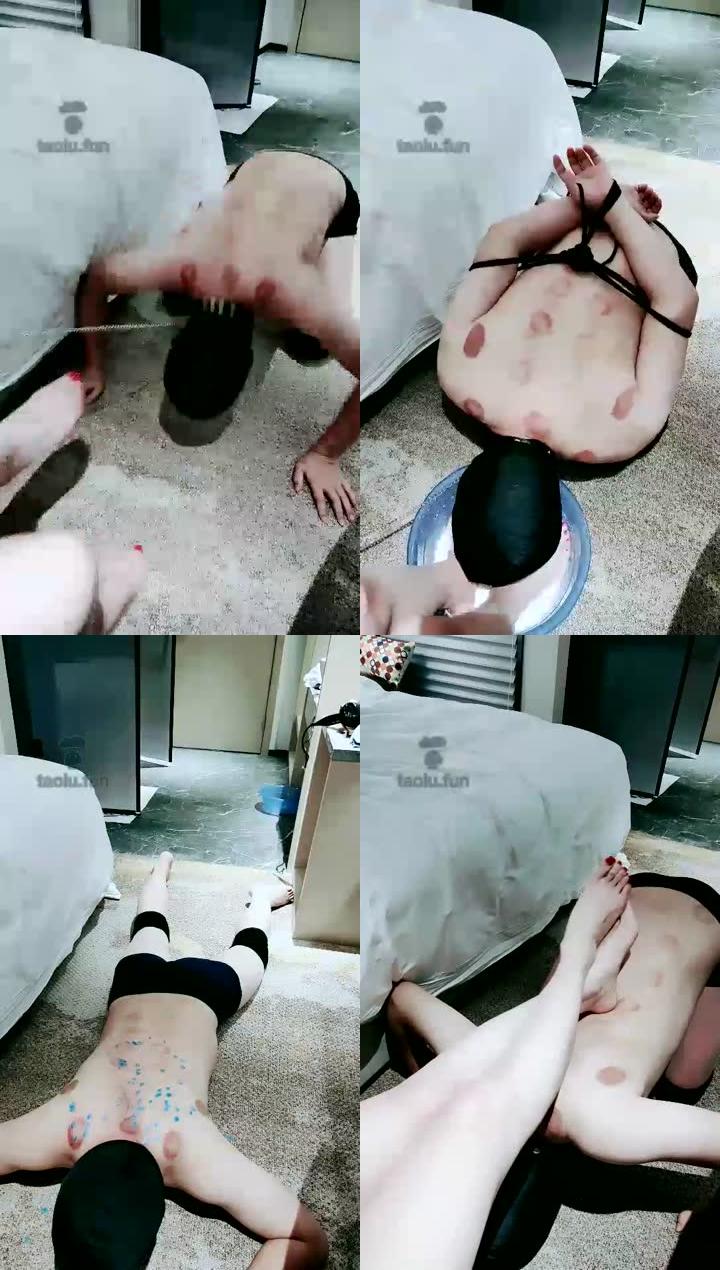 【丹丹】特仑苏洗脚 捆手跪地用嘴伺候
