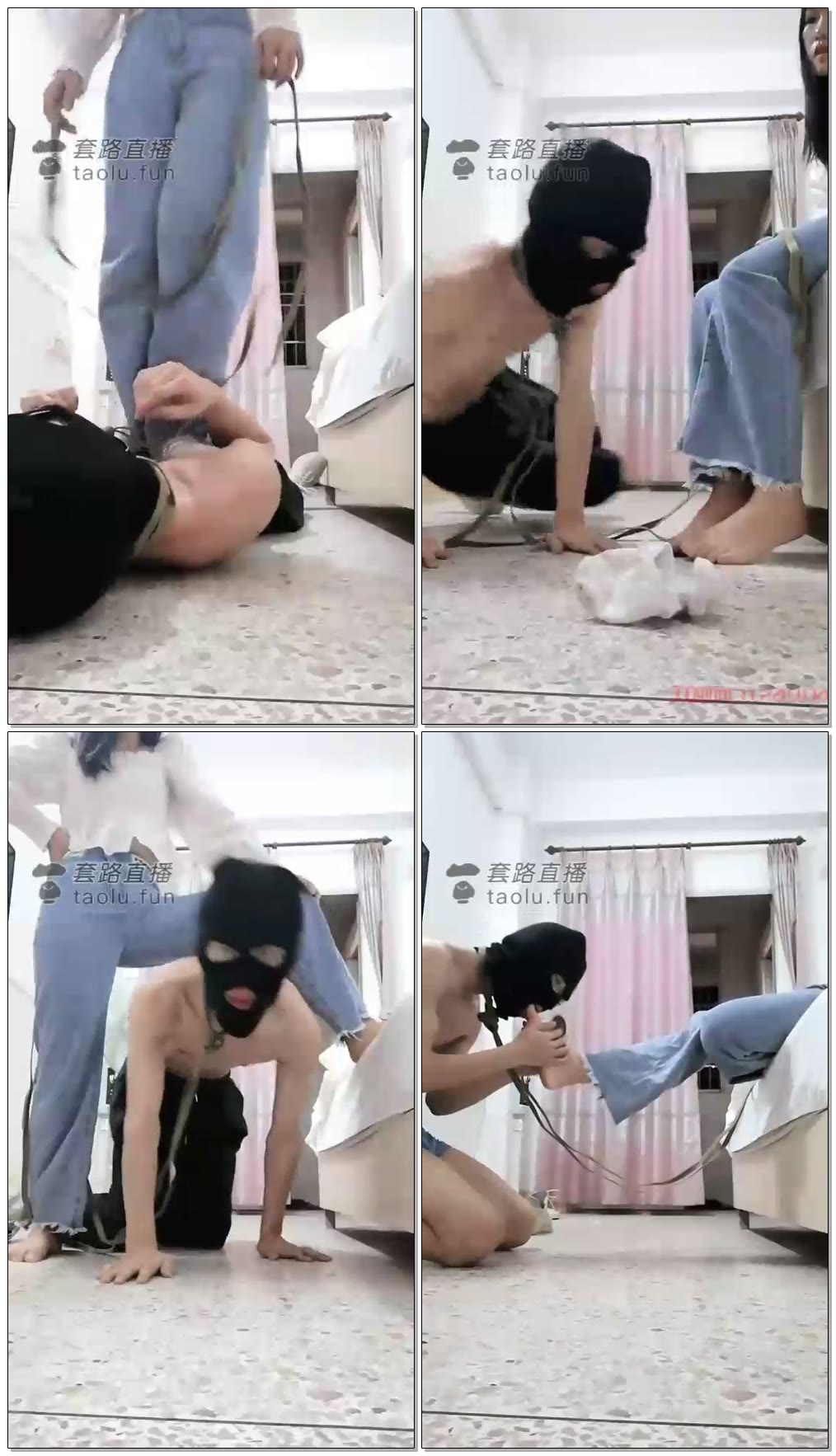 【有知小主】在主子胯下发出狗叫声，舔靴子，棉袜踩，舔美脚