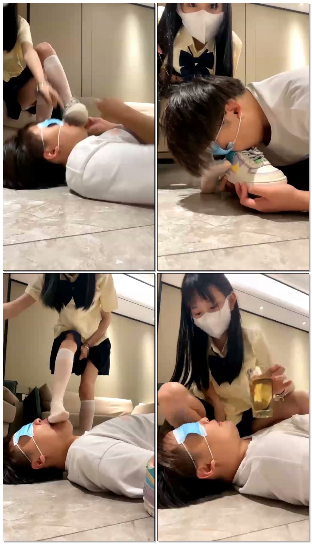 【阿月】调教第一次现实的狗，闻鞋窒息，深喉，舔鞋底