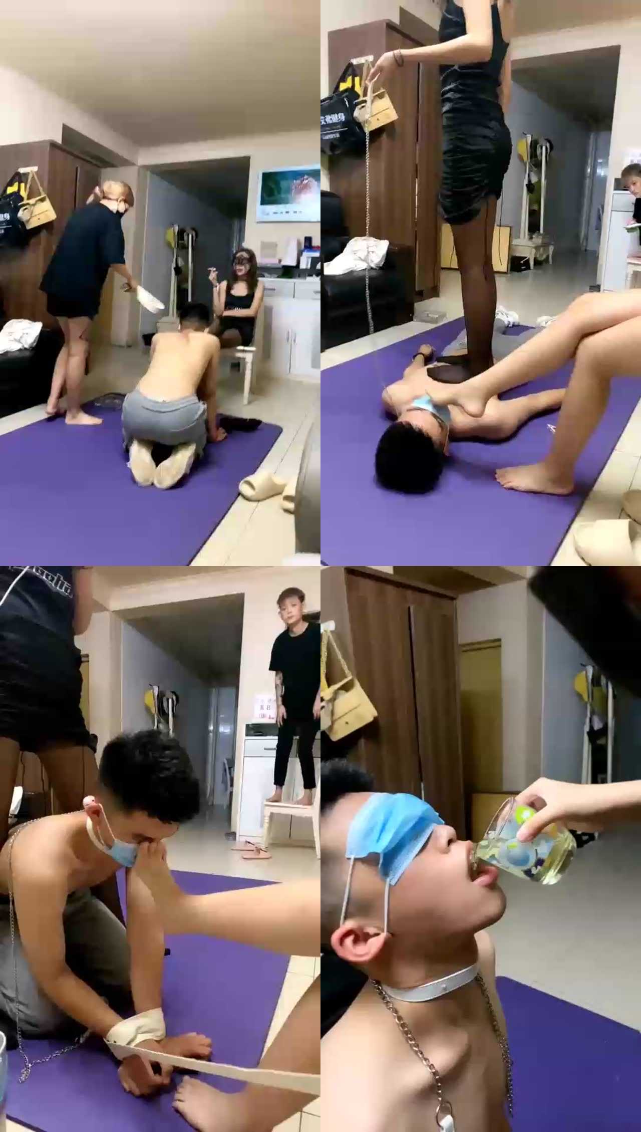 【昕昕S】恋足钻胯遭狗K9口水