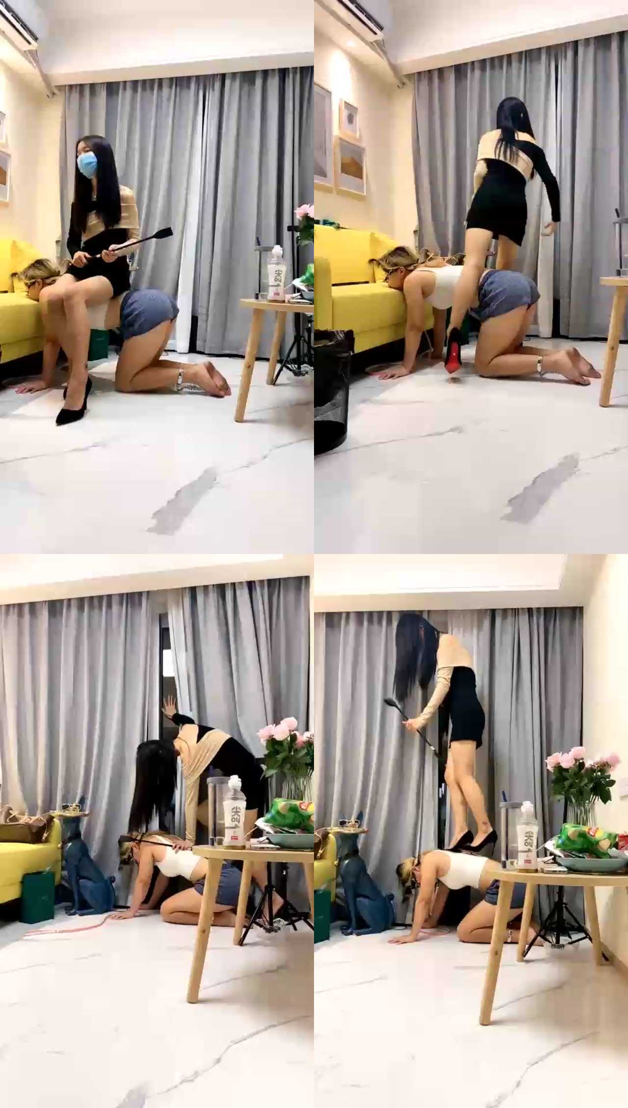 【女攻驾到】全体重高跟踩女奴（被删部分）