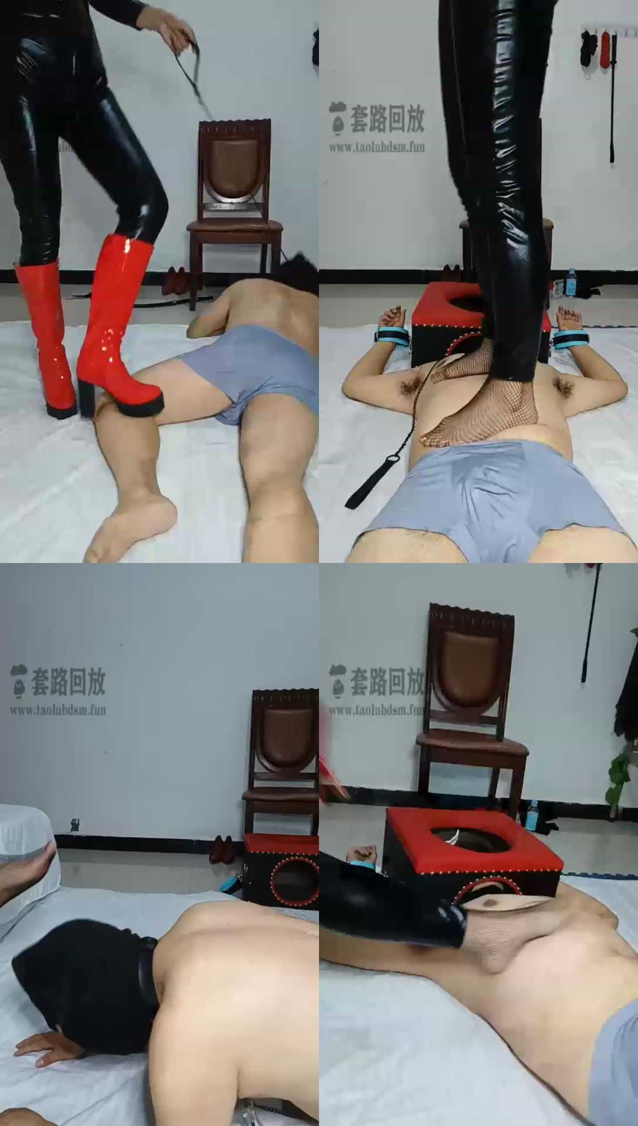 【陕西安康金州女王】周末打出气筒，羞辱，踢踩，钻跨