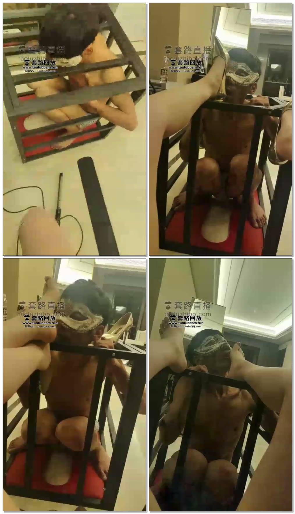 【双子姬】平安夜的家奴，舔脚刷鞋被数据线窒息教育性抽耳光口水