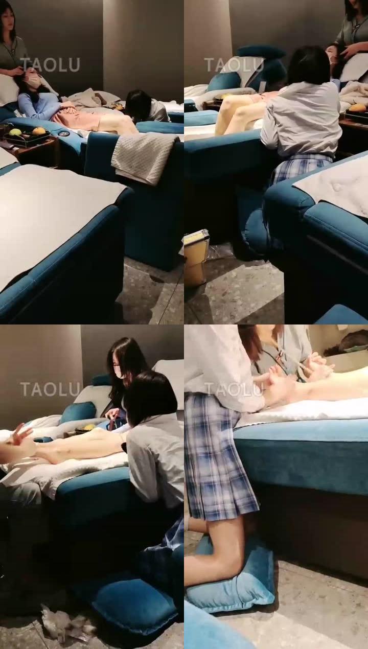 【时安s】带女奴足疗店按摩，素人（01年小姐姐）围观