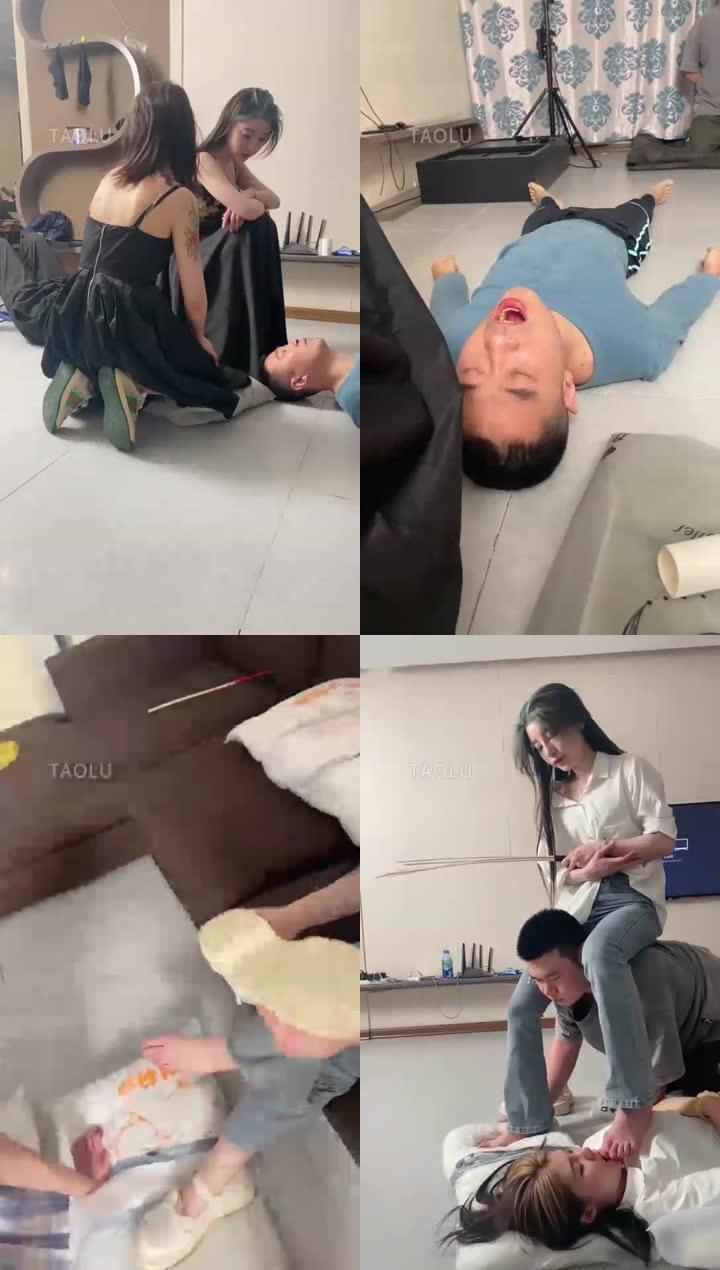 【领主老大】黄金给狗吃，让母狗舔鞋，舔脚，深喉插吐她，逼公狗吃掉吐在地上的呕吐物