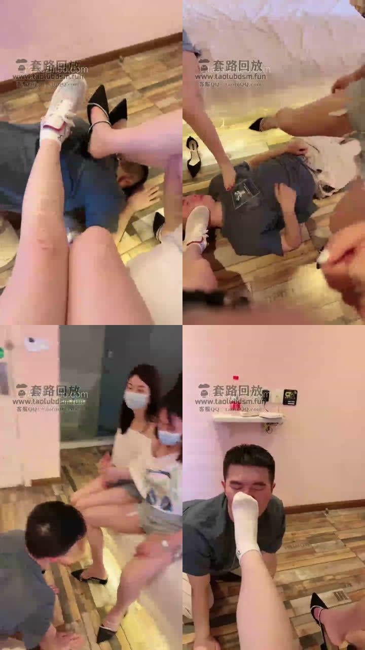 【橘子没熟s】开发两个素人女生虐狗，三倍快乐