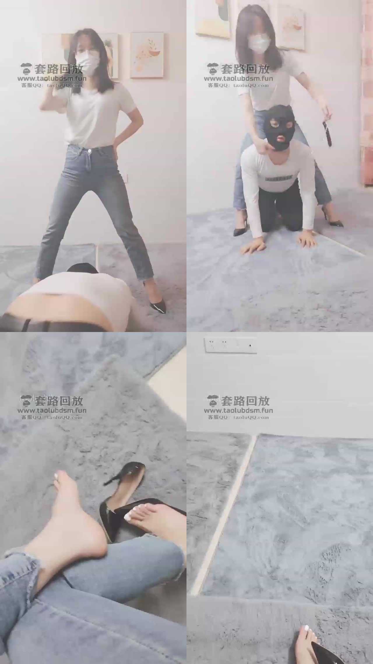 【灵竹女主】惩罚下贱废物苟，钻跨遛狗锁喉