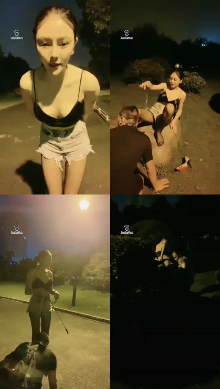 【诺曦】户外调教贱狗 偶遇素人