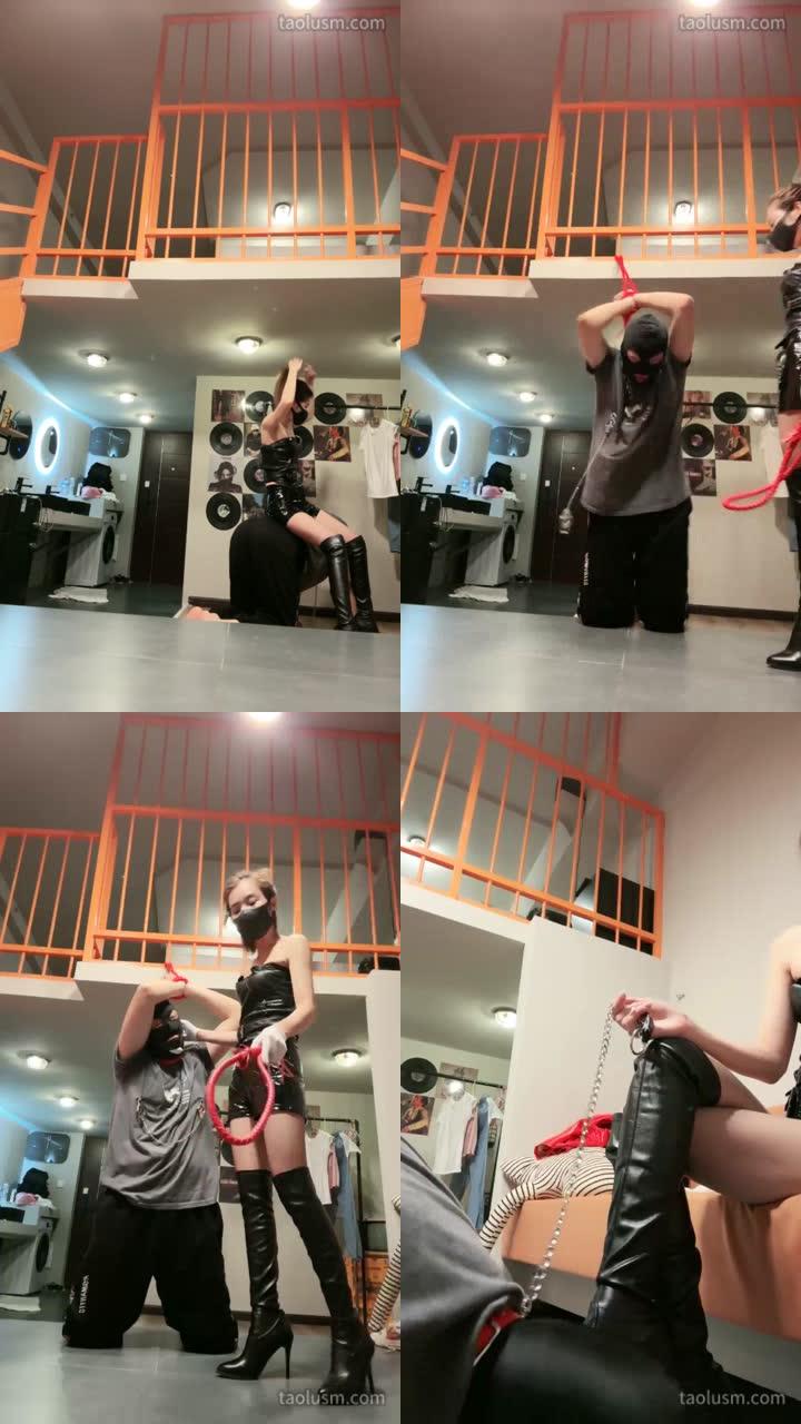 【多多S】TJ鞭刑极致鞭打棉袜塞嘴上乳夹舔高跟靴口水