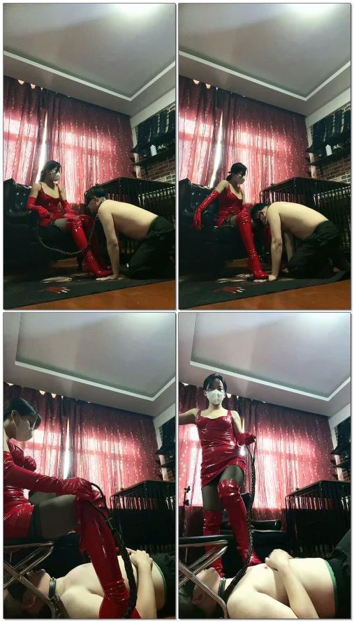 【冷颜Queen】暴力玩厕奴狗笼囚禁皮靴祟拜正反手耳光厕椅下羞辱鞋跟狠踩奶头