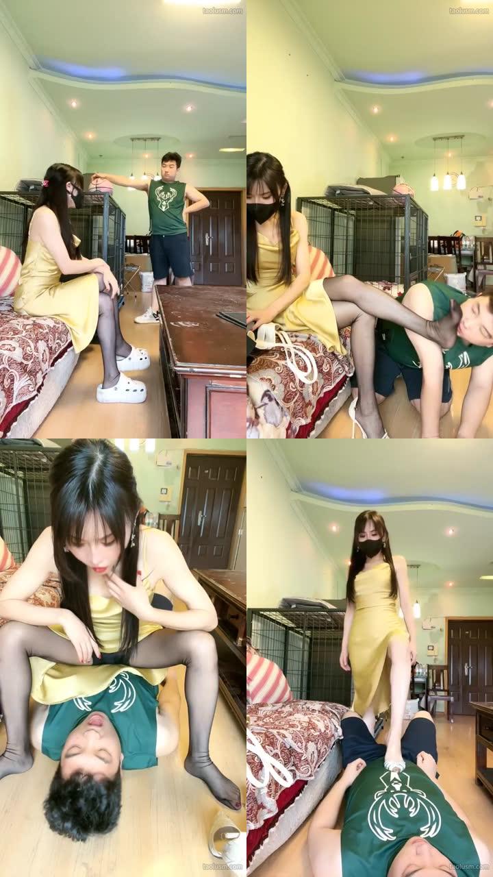 【重庆伊晨s】后妈开发儿子当狗中途遇到亲爸打电话，超刺激！口水，闻屁股