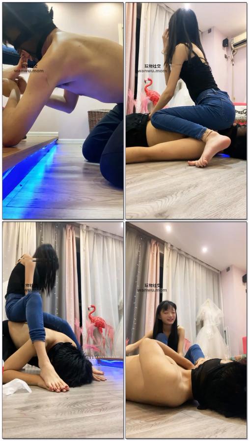 【织羊】直播玩狗舔鞋骑马耳光
