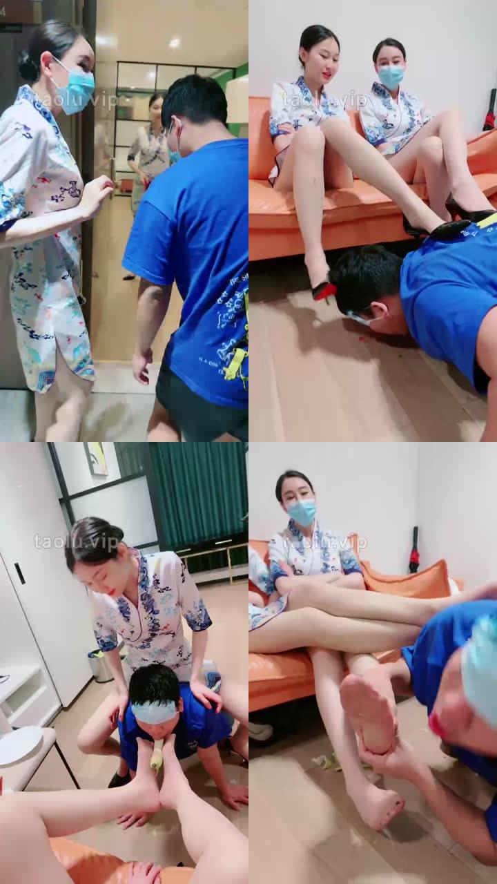 【倪梵】剧情-猥琐大叔跟踪空姐下班-脚踩口吐喂食/人肉坐垫