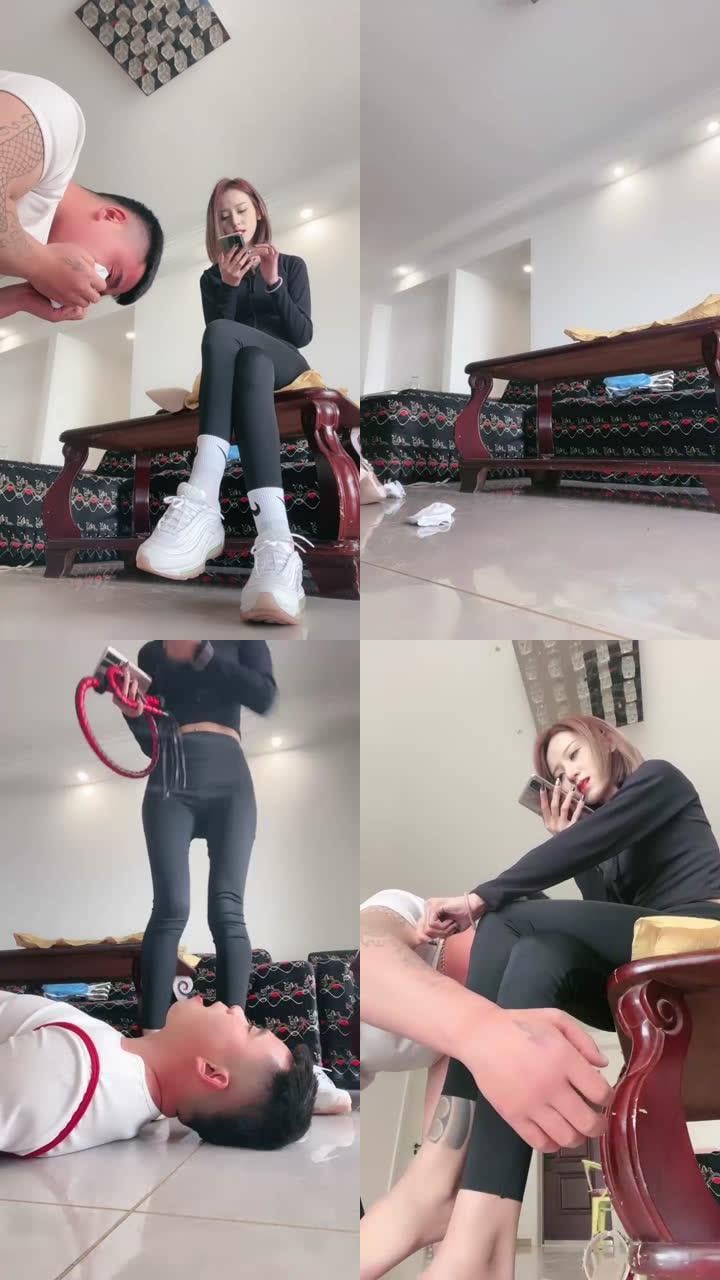【秋秋S】健身女教练S-运动鞋白袜+高跟虐/捆绑脚插嘴/喝圣水