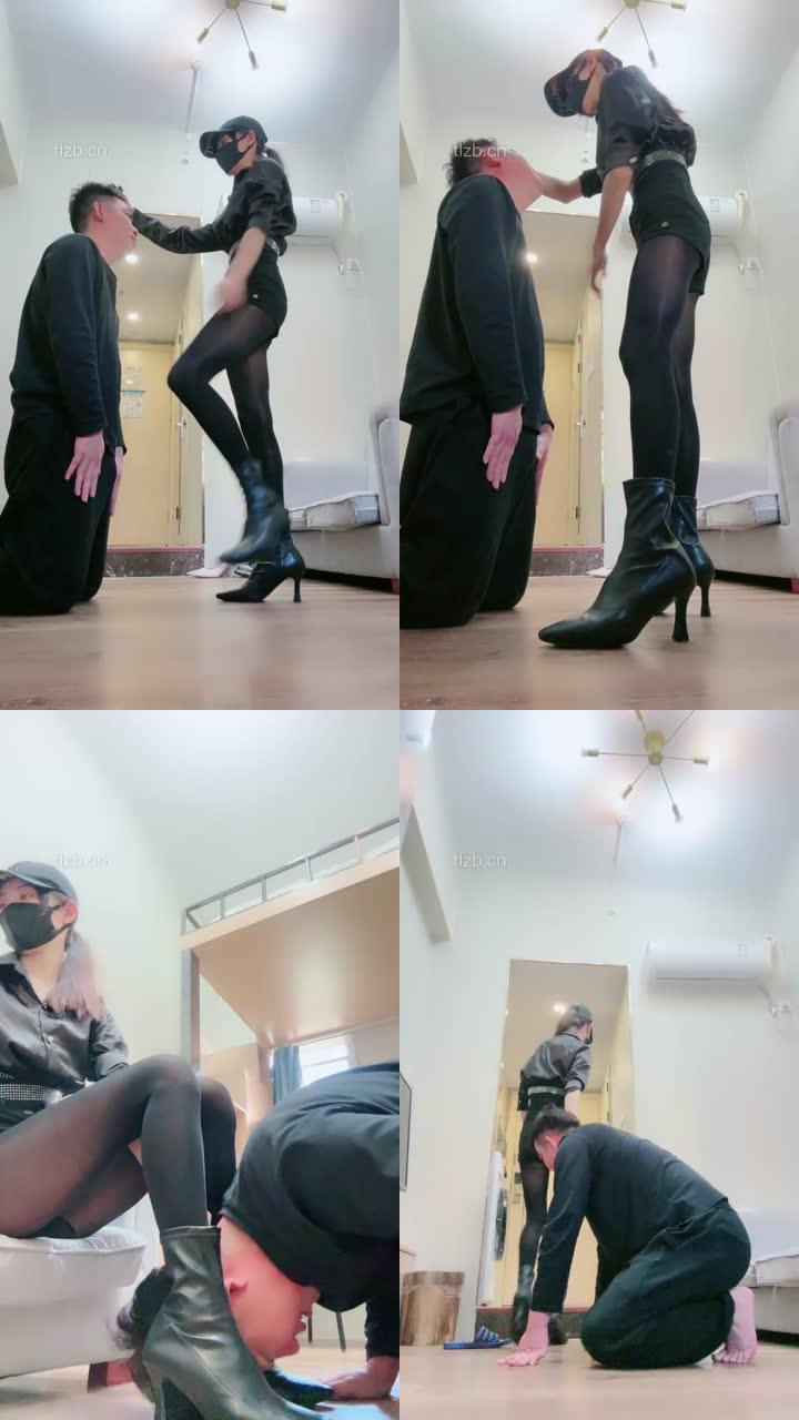 【美娜格格】短靴黑丝模特-狂抽耳光/揪耳朵