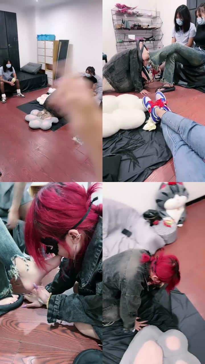【女仆店S】3素人主VS母畜-强制舔/转胯耳光虐打