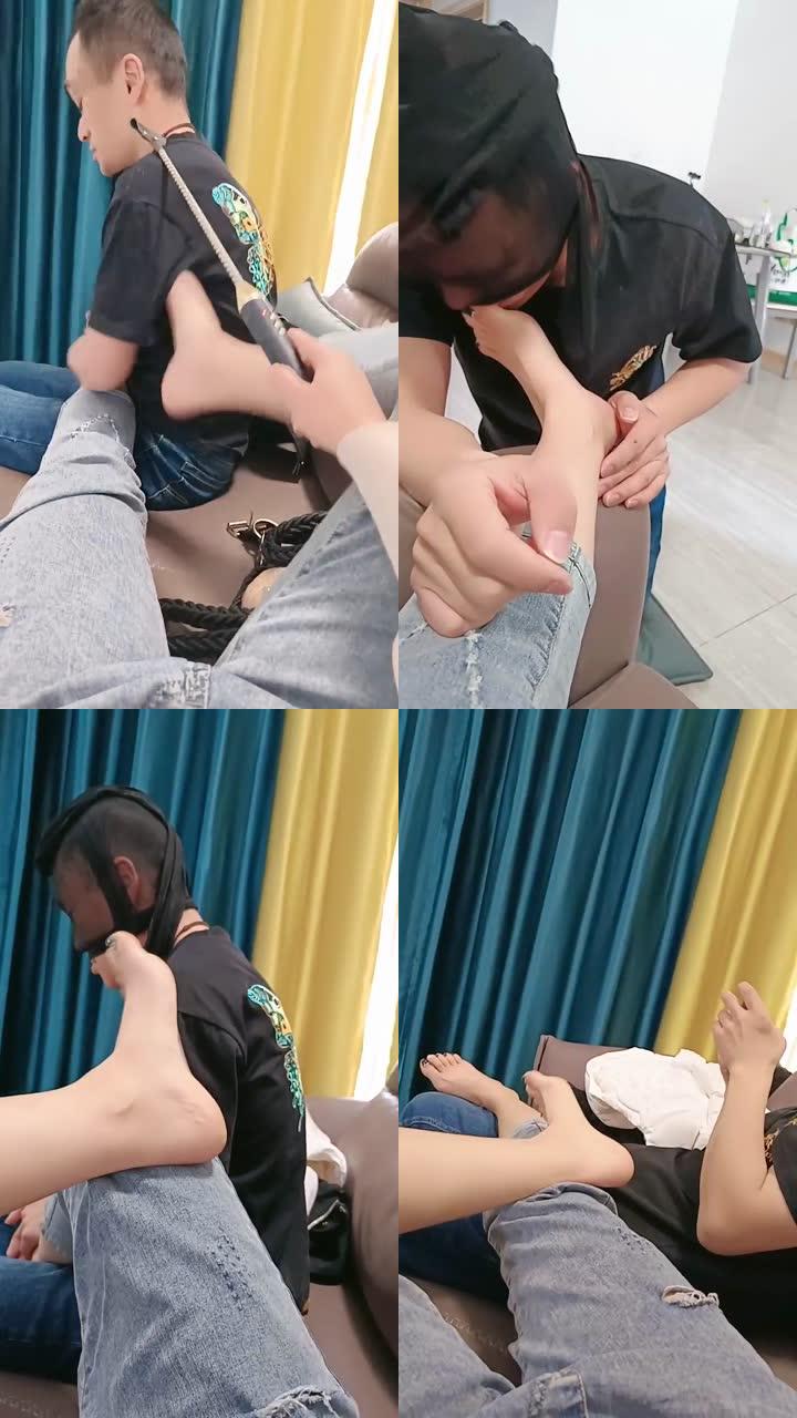 【卡罗琳】原味裸足狂舔/舔不好就打