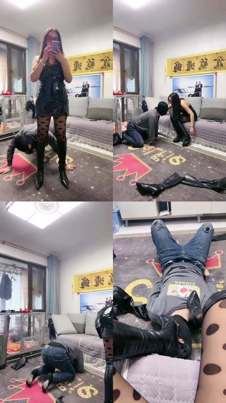 【伊兮夫妻】三双靴子暴力提档/吃烟灰磕头求饶