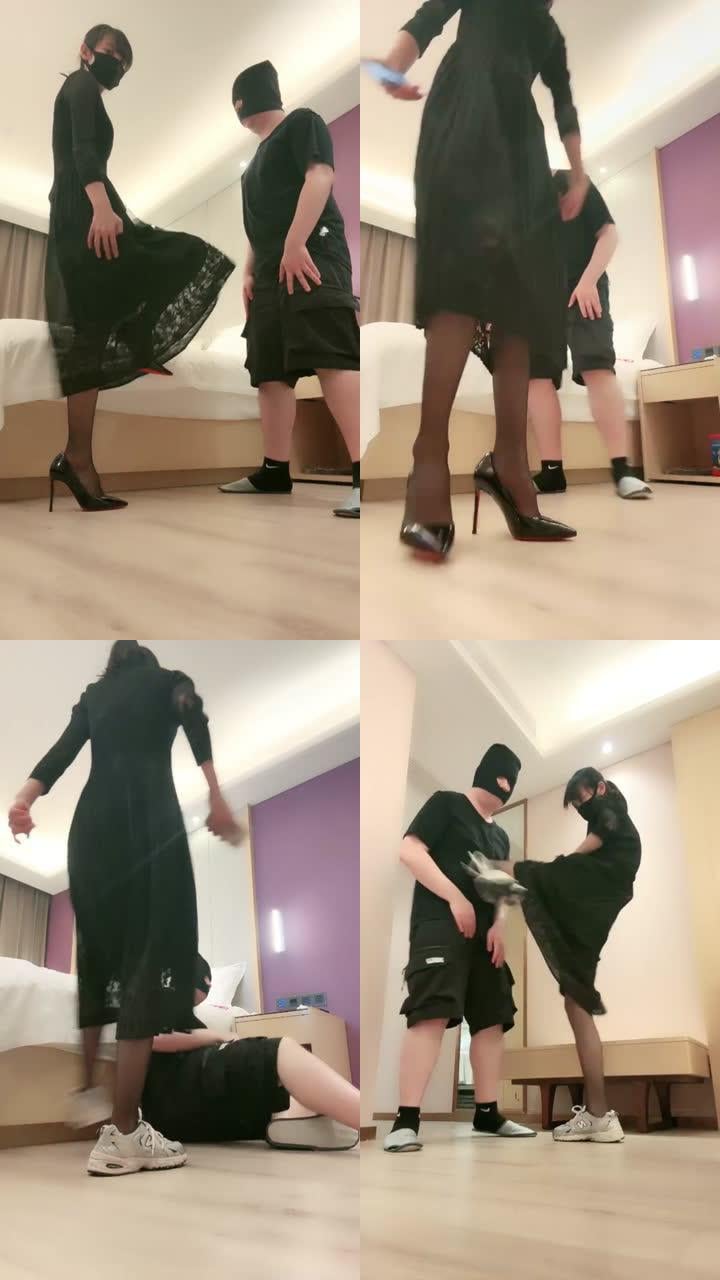 【美娜格格】高跟黑丝重度连环踢裆