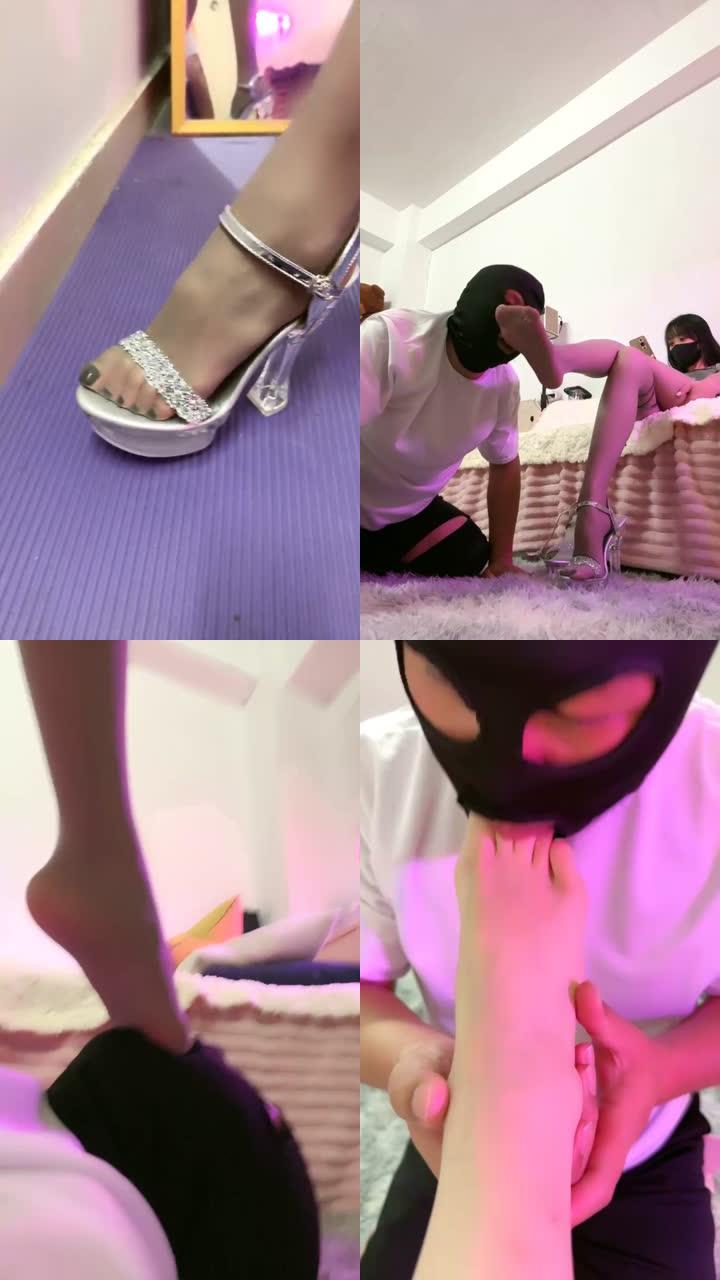【美娜格格s】性感灰丝洛足田脚教学
