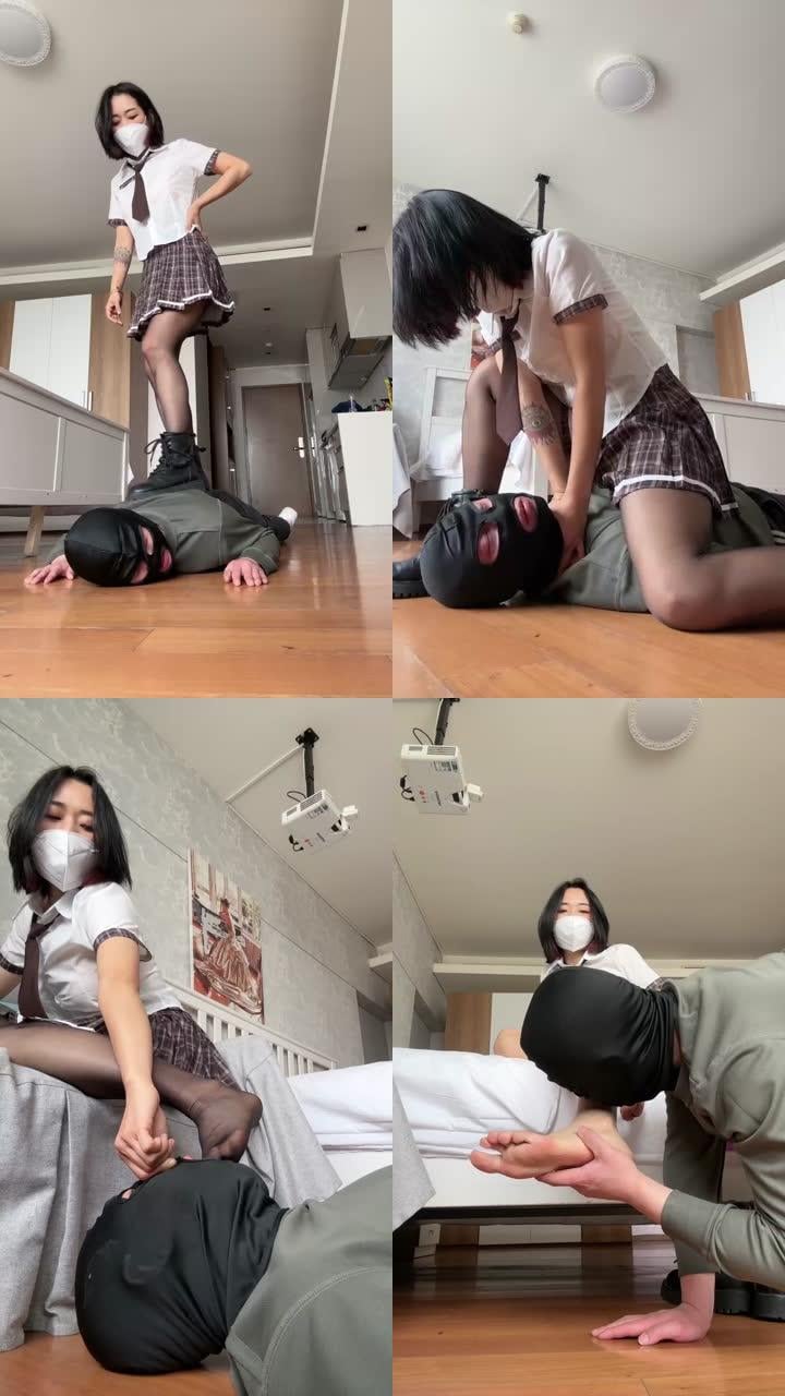 【朱砂痣S】JK小姐姐短靴黑丝踩/骑马喂口水/虐乳舔脚趾