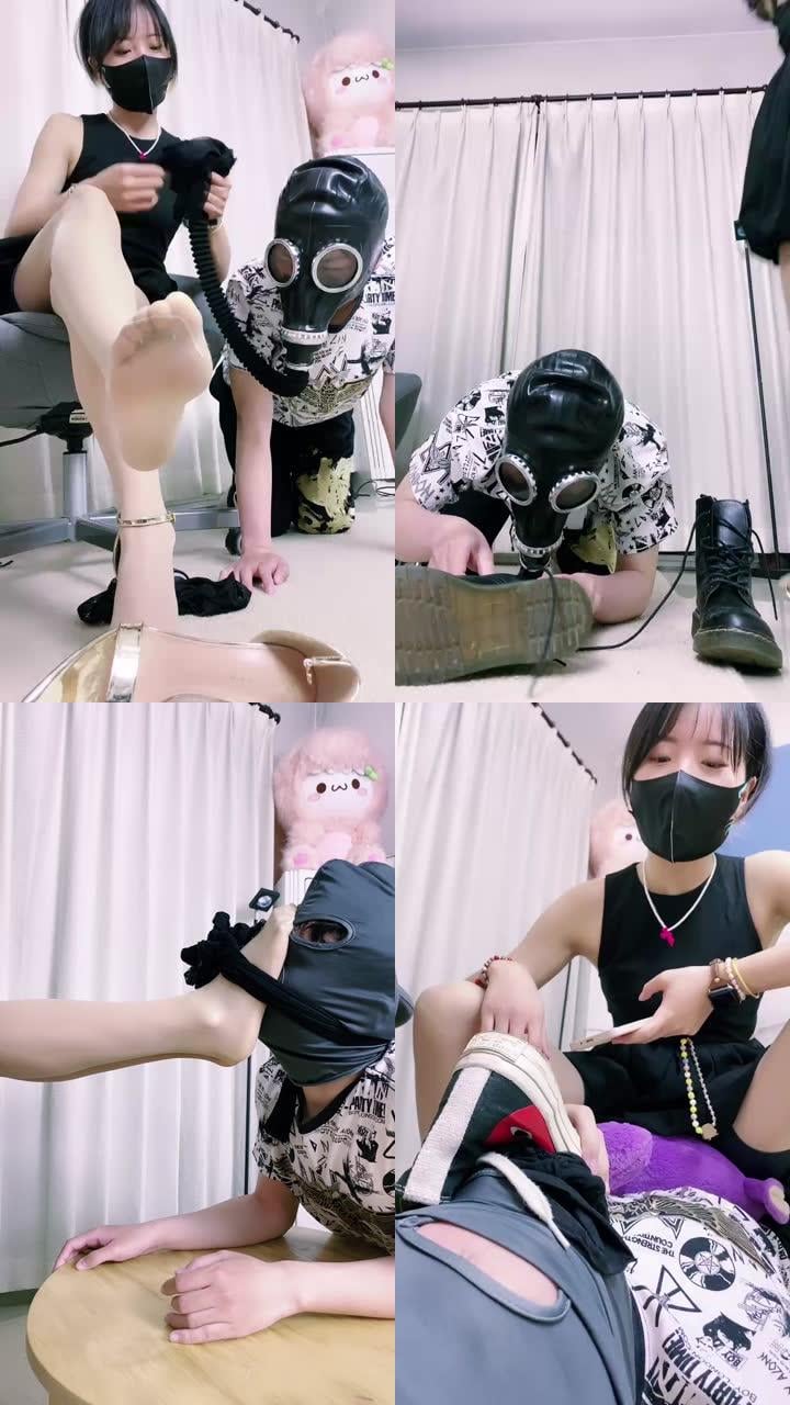 【美离子】超强气味控制-面具强制闻臭鞋