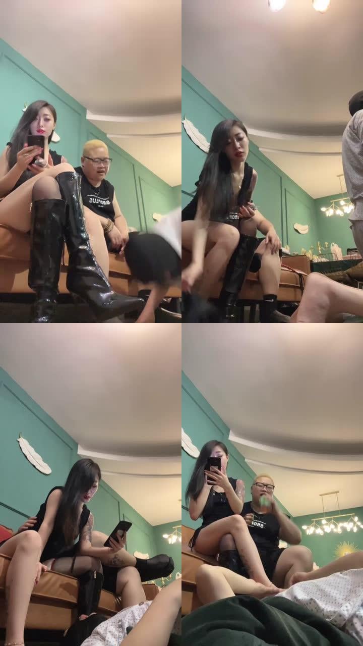 【拉拉情侣】情侣主虐绿帽-赏赐耳光/虐乳/轮流舔脏鞋/踩踏