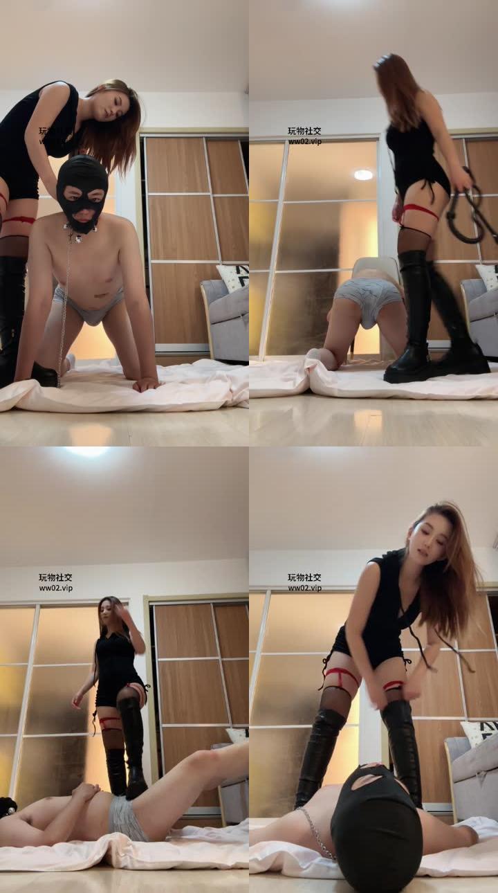 【伍玥】骑狗背重度鞭打/长靴踩虐