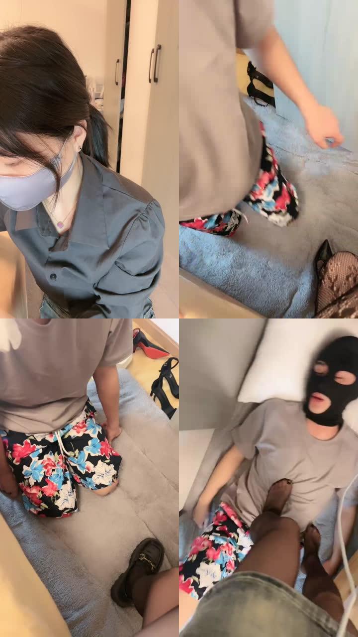 【安安】高跟裸足全体踩踏/黑丝皮鞋诱惑/堵嘴/骑马