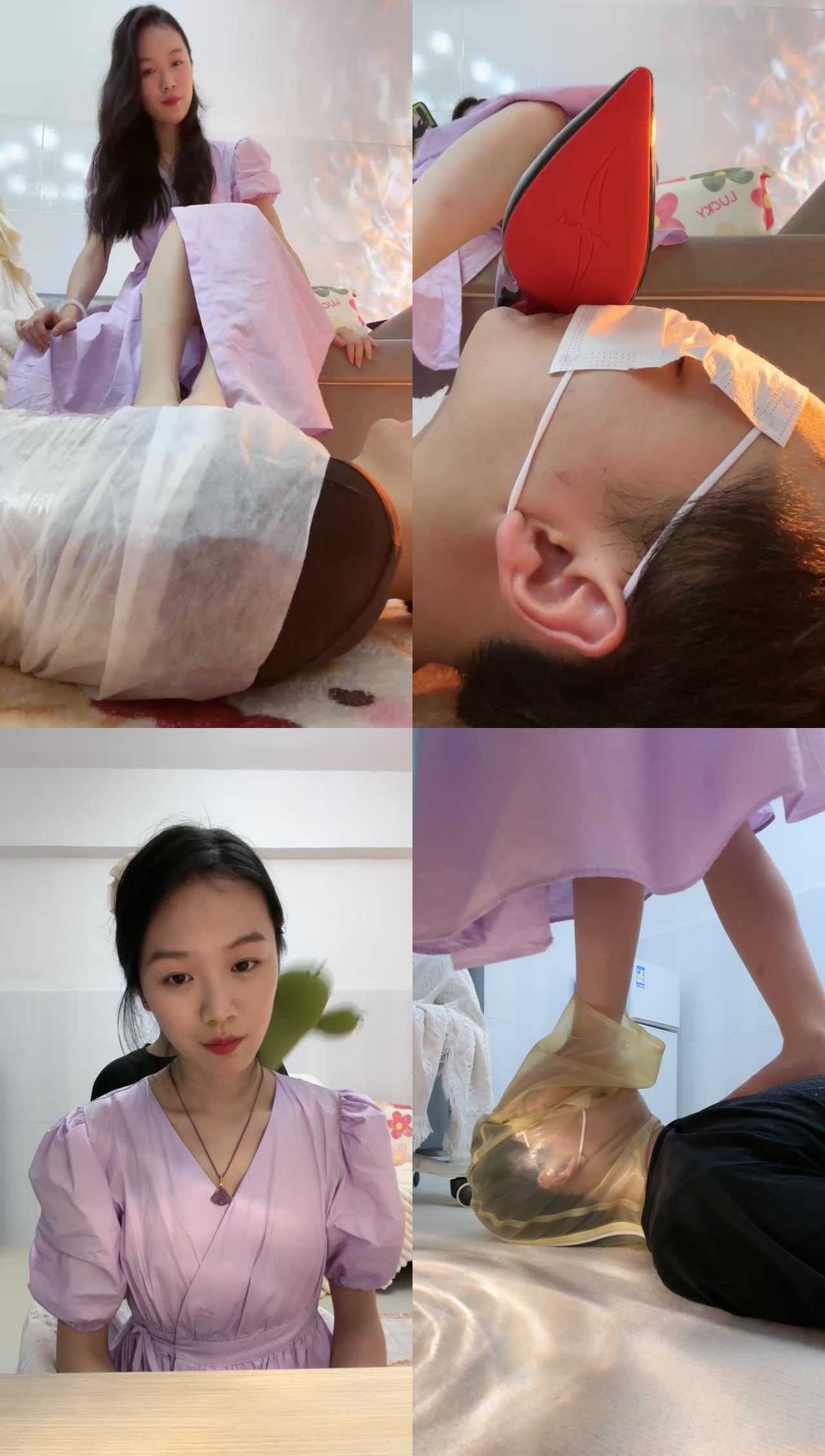 【绵绵】肉丝脚捂脸窒息/狗舌舔鞋底/坐脸掐脖