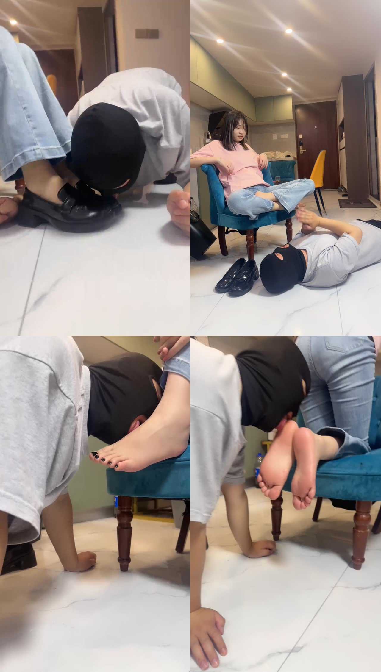【阿昆】小皮鞋调狗舔/全体重踩踏坐头/裸足捂脸深喉