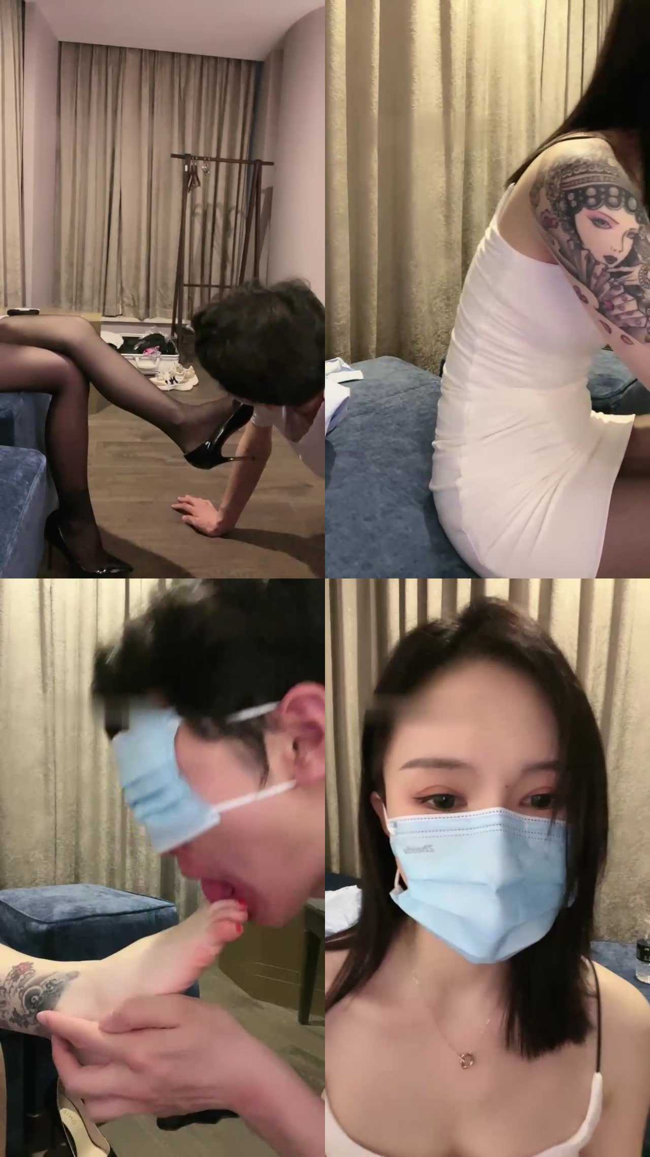 【筱月】长腿车模诱惑-踩踏/下面遛狗/黑丝插嘴/高跟踩脚垫