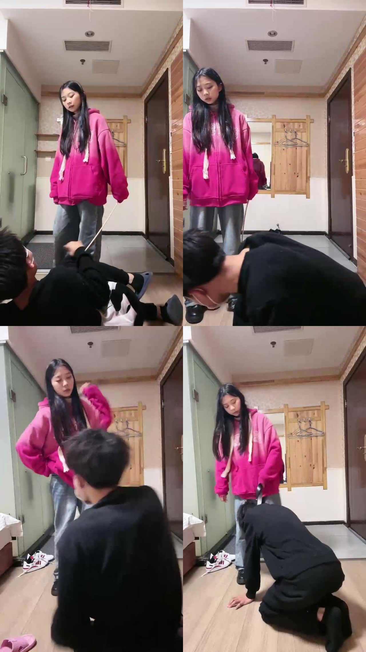 【小妍S】拖鞋抽狗脸/藤条暴抽/强制舔脏靴底/踩