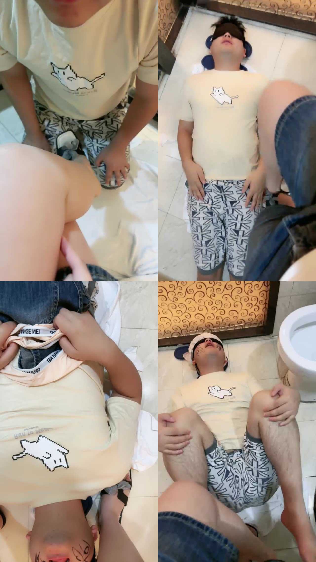 【美羊羊】脏鞋底裸足深喉恋足舔/涂鸦狗脸/内裤套头