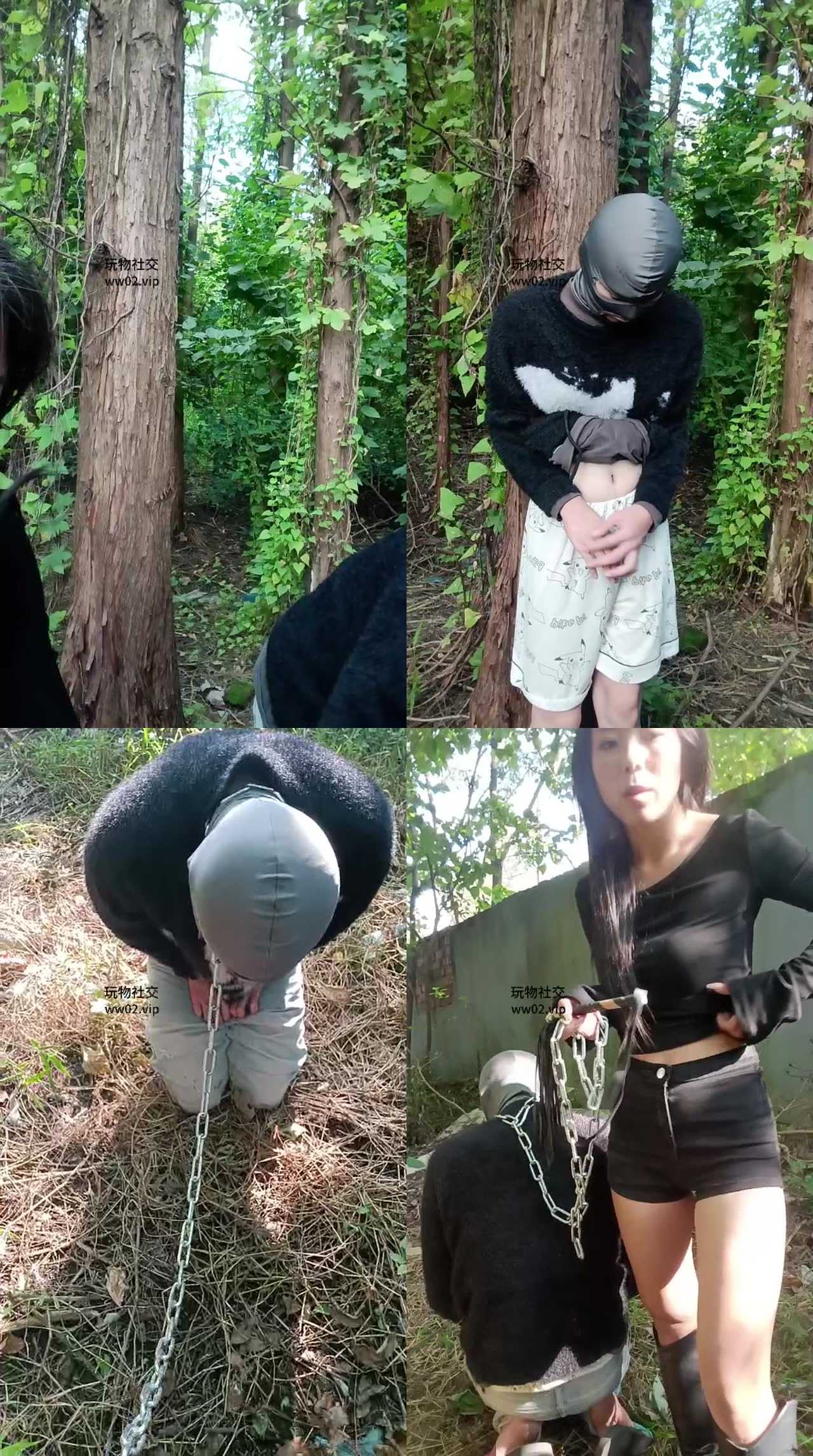 【芝芝女王】把贱奴绑在树上重度虐打