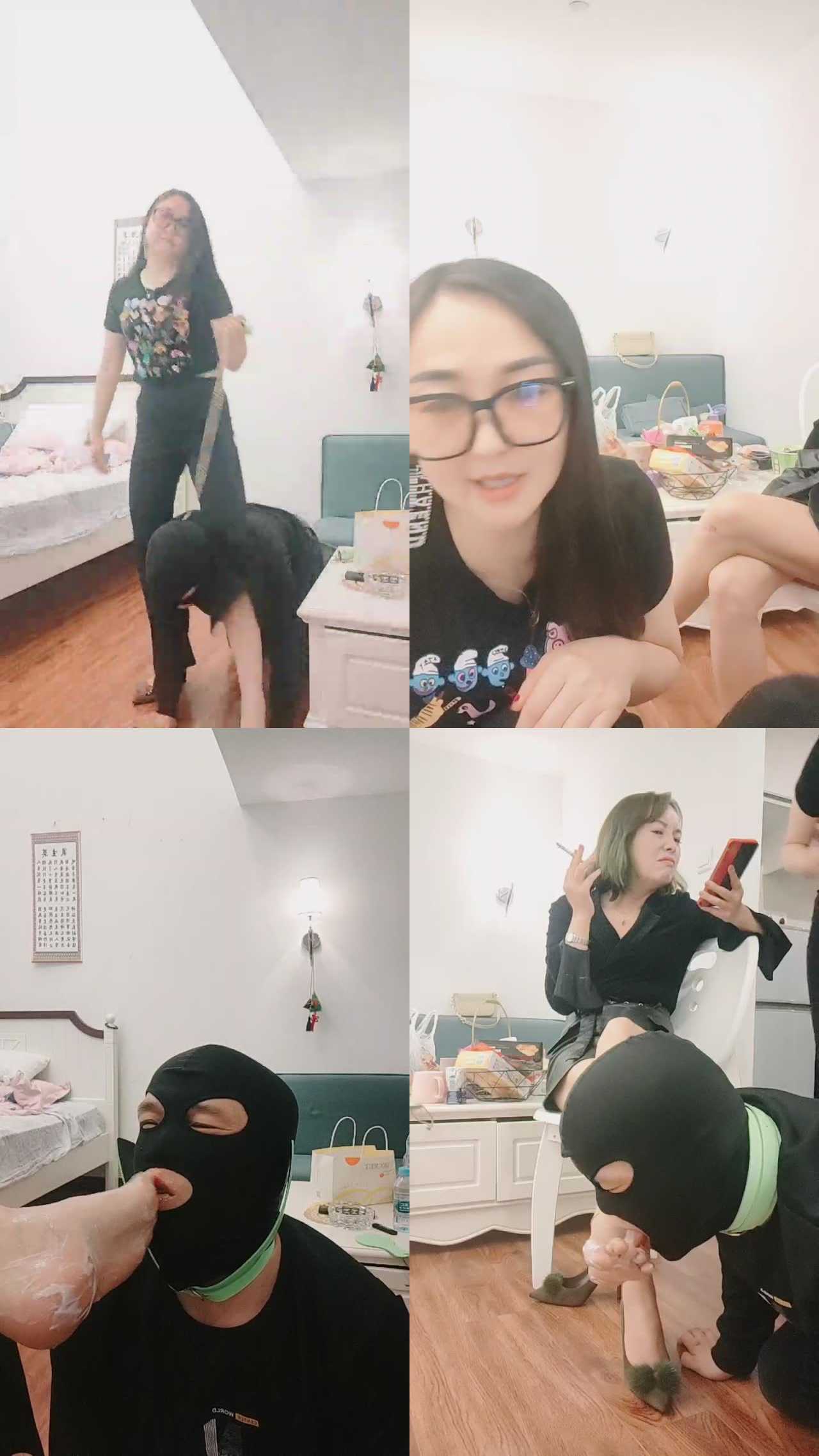 【香香小公举】和素人表姐玩狗-鞭打/脚喂食酸奶