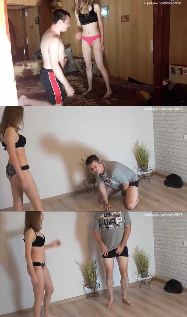 【欧美女王】被18岁少女踢裆折磨欺侮！贱狗大叔痛并快乐着！踢跪了舔脚！
