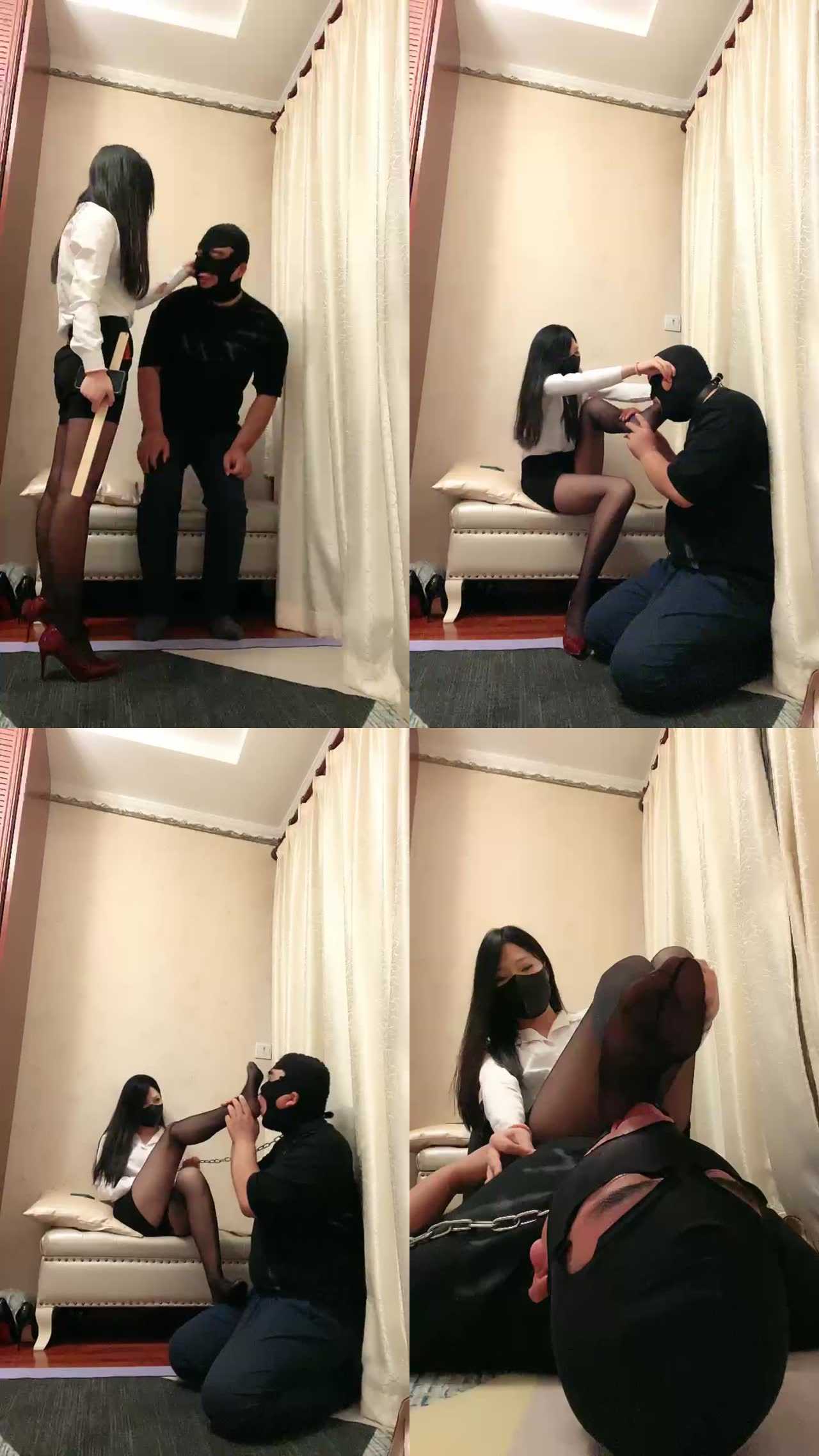 【艾拉】揪耳朵/戒尺虐打/耳光/黑丝脚狂舔