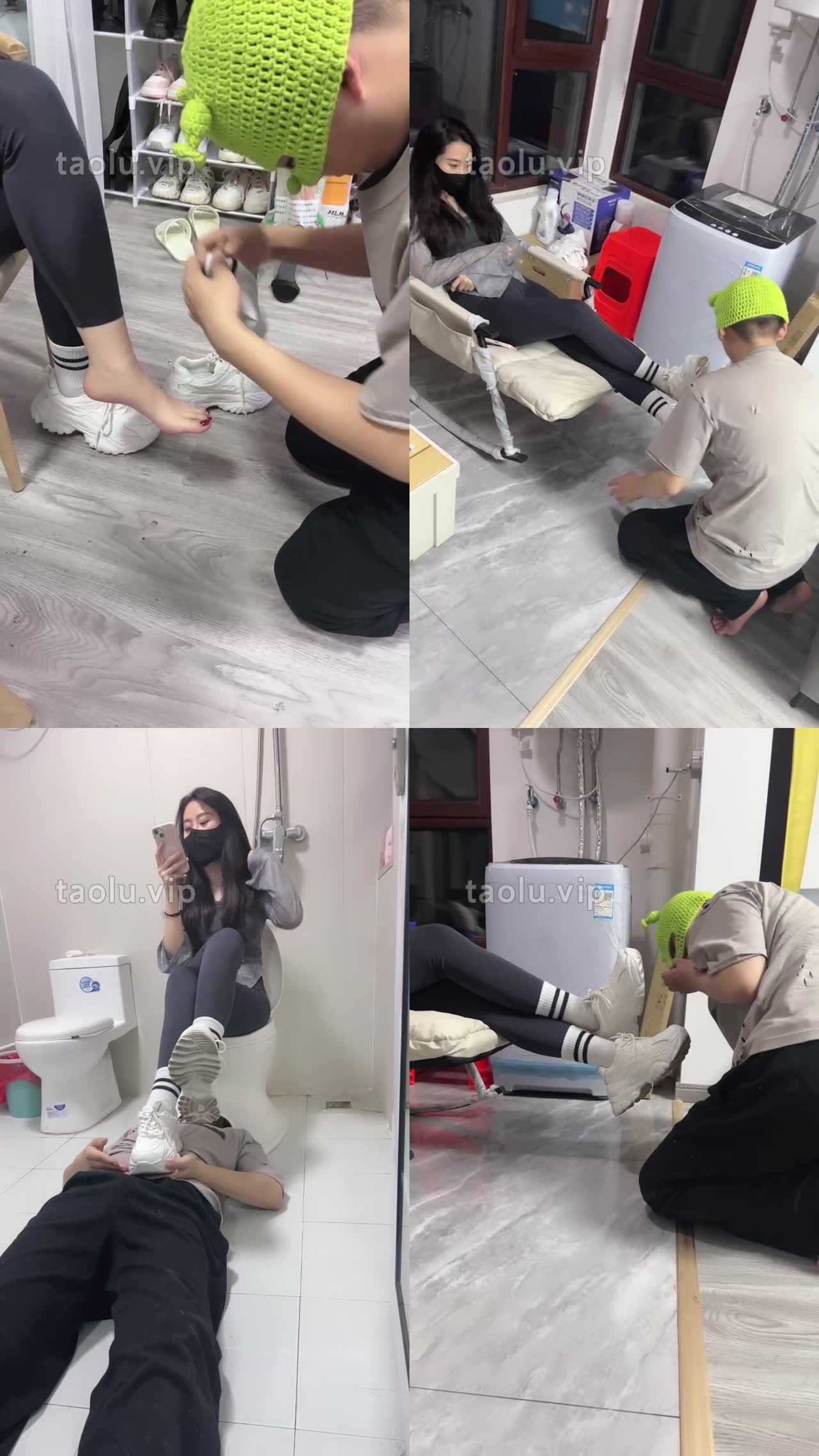 【槿一】绿帽狗下跪求虐/模拟马桶视角/舔脏运动鞋/毛拖鞋踩头